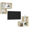 vidaXL 4 Piece TV Cabinet Set White and Sonoma Oak Engineered Wood
