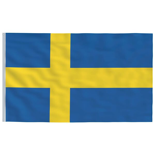 vidaXL Sweden Flag and Pole 6.08 m Aluminium