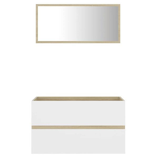 vidaXL 2 Piece Bathroom Furniture Set White and Sonoma Oak Engineered Wood