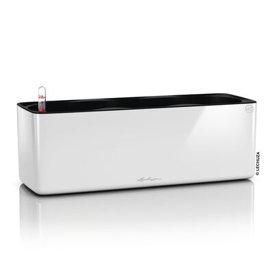 LECHUZA Planter CUBE Glossy Triple ALL-IN-ONE High-gloss White