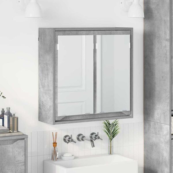 vidaXL Bathroom Mirror Cabinet with Door Concrete Grey 60 x 20 x 60 cm
