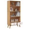 vidaXL Bookcase 4-Tier OLDEN White and Brown Solid Wood Pine