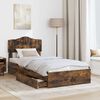 vidaXL Storage Bed with Drawer Smoked Oak 90 x 200 cm Engineered Wood