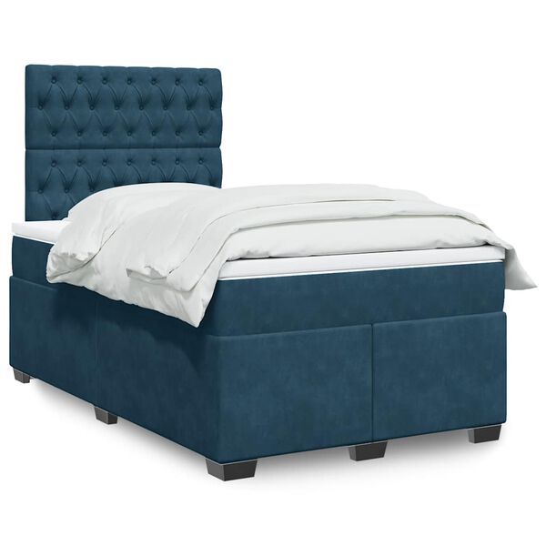 vidaXL Box Spring Bed with Mattress Blue 120x200 cm Velvet