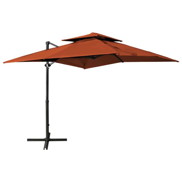 vidaXL Cantilever Garden Parasol with Double Top Terracotta 250x250 cm