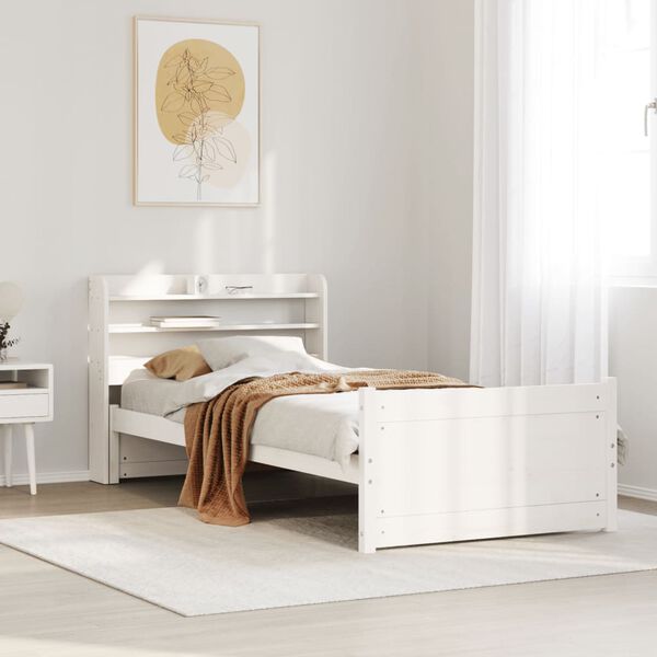 vidaXL Bed Frame with Headboard without Mattress White 100x200 cm