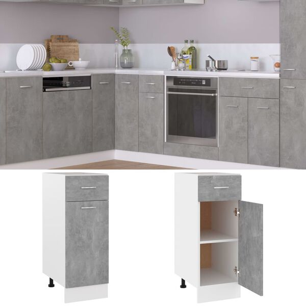 vidaXL Drawer Bottom Cabinet Lyon Concrete Grey 30x46x81.5 cm Engineered Wood