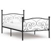 vidaXL Bed Frame without Mattress with Slatted Base Black Metal 100x200 cm