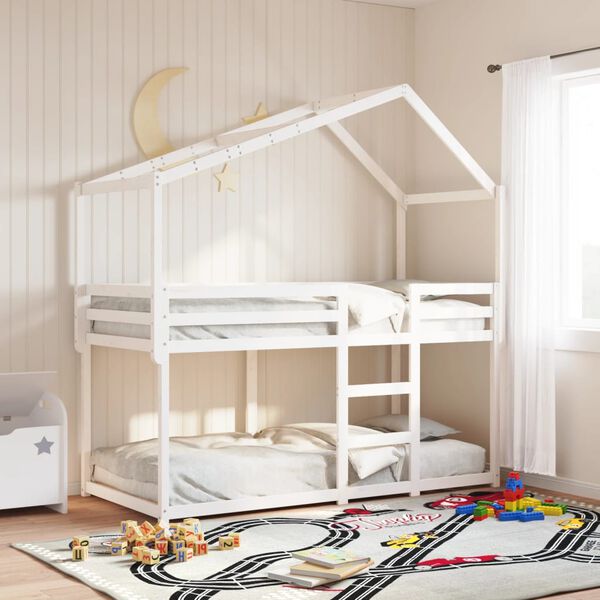 vidaXL Kids' Bed Roof White 203x95.5x142 cm Solid Wood Pine