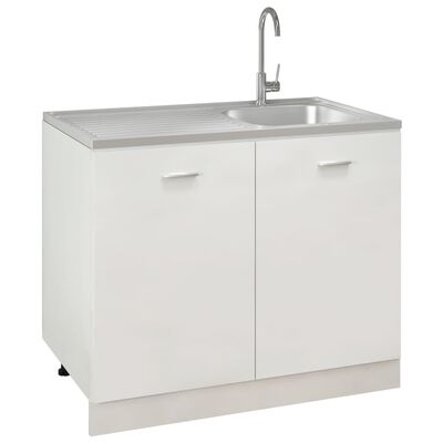 vidaXL Kitchen Sink with Drainer Set Silver 1000x600x155 mm Stainless Steel