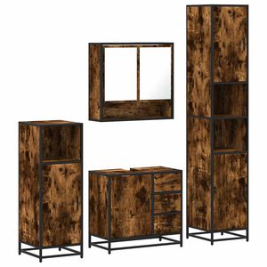 vidaXL 4&nbsp;Piece Bathroom Furniture Set&nbsp;Smoked Oak Engineered Wood