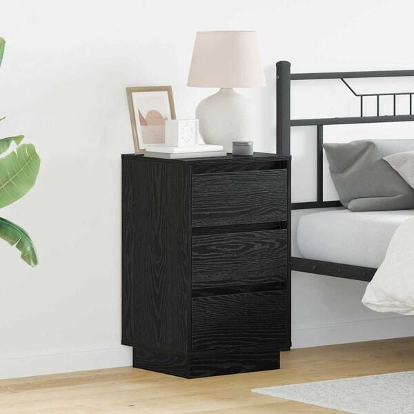 vidaXL Bedside Cabinet Black Oak 39 x 34.5 x 65 cm Engineered wood