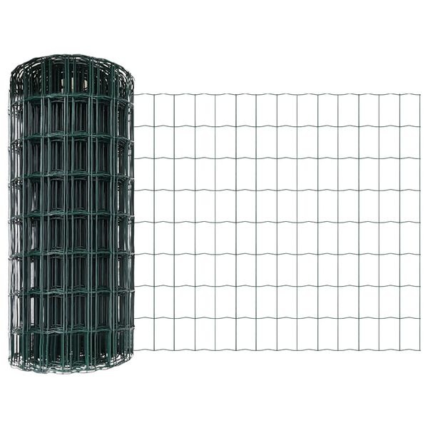 vidaXL Fence with Post Green 0.4 x 25 m Steel and PVC