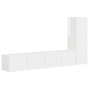 vidaXL TV Cabinet Set 3 pcs High Gloss White Engineered Wood