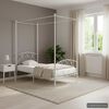 vidaXL Canopy Bed Frame without Mattress White Metal 100x200 cm