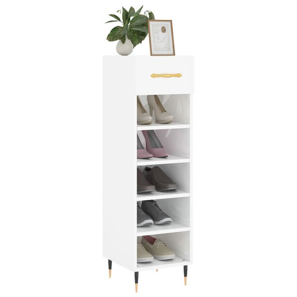 vidaXL Shoe Cabinet High Gloss White 30x35x105 cm Engineered Wood