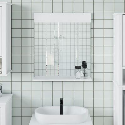 vidaXL Bathroom Mirror with Shelf BERG White 60x12x70 cm Solid Wood