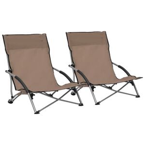 vidaXL Folding Chairs 2 pcs Taupe Fabric