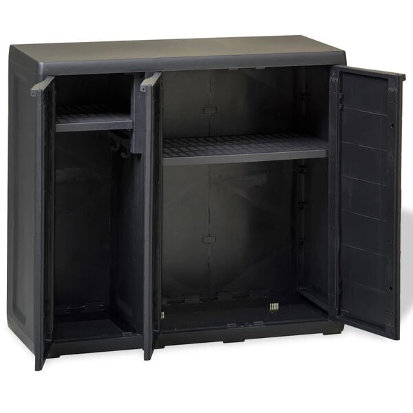 vidaXL Garden Storage Cabinet with 2 Shelves Black