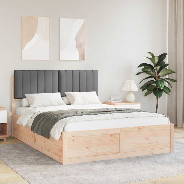 vidaXL Bed Frame with Upholstered Headboard Dark Grey 140 x 200 cm