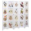 vidaXL 5-Panel Room Divider White 175x165 cm Bird