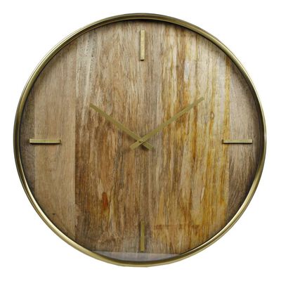 Gifts Amsterdam Wall Clock Chicago Wood and Metal Gold 50 cm