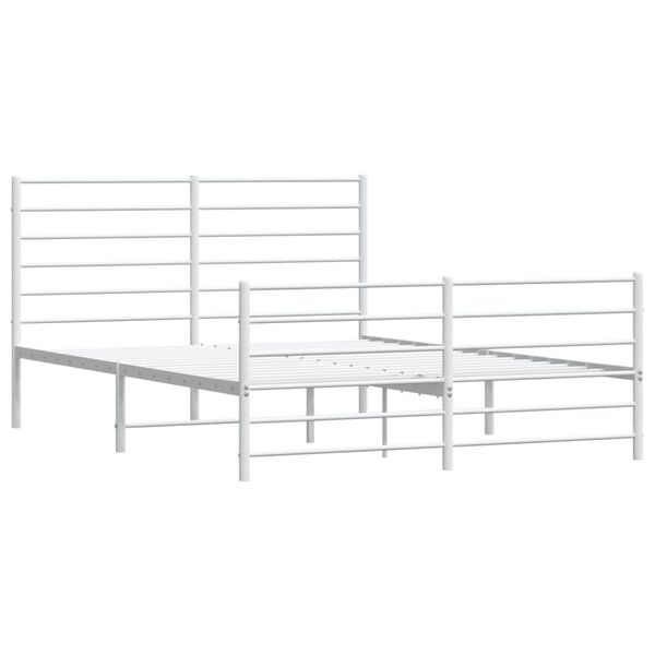 vidaXL Metal Bed Frame without Mattress with Footboard White 160x200cm