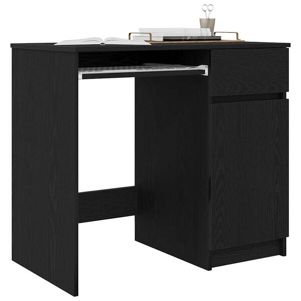 vidaXL Desk Black Oak 86x49x76 cm Engineered Wood