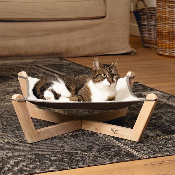 Designed by Lotte Cat Wooden Hammock Gaia 51x51x18.5 cm Grey