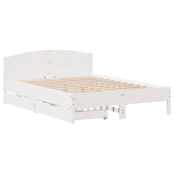 vidaXL Bed Frame without Mattress White 150x200 cm King Size Solid Wood Pine