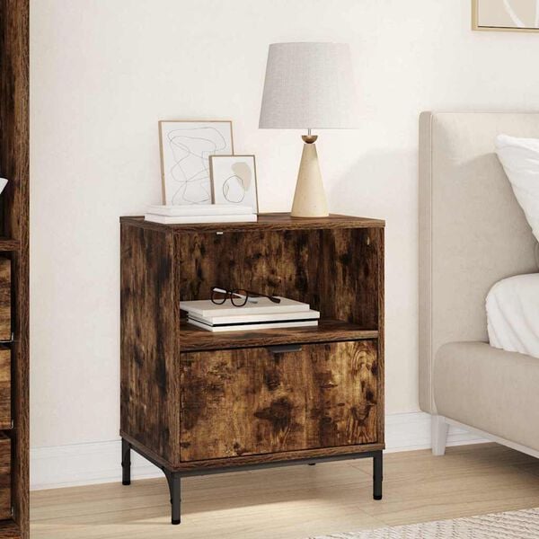 vidaXL Bedside Cabinet Smoked oak 49 x 36 x 61 cm Engineered wood
