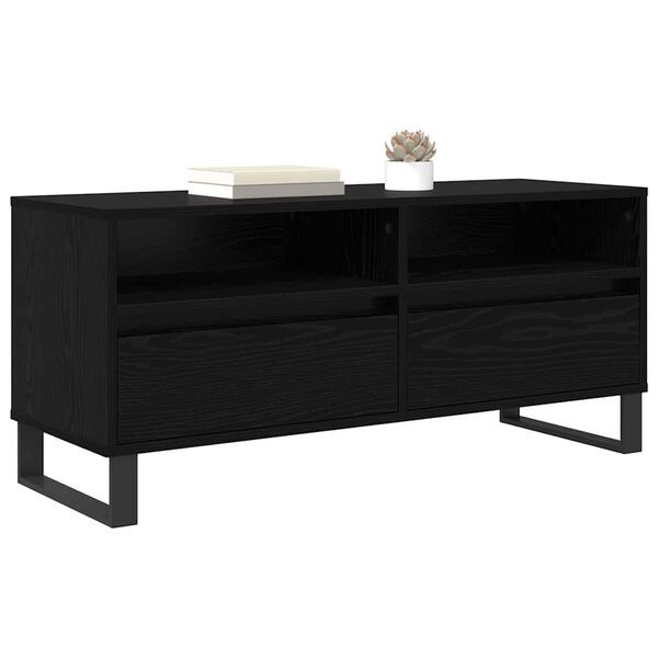 vidaXL TV Cabinet with Drawer Black Oak 100 x 34.5 x 44.5 cm