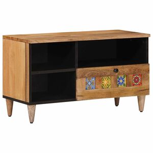 vidaXL TV Cabinet with Drawer Natural 80 x 33 x 46 cm Solid Mango Wood