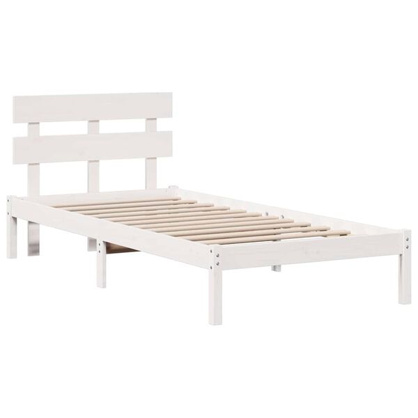 vidaXL Bed Frame with Headboard White 100 x 200 cm Solid Pine wood
