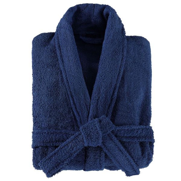 vidaXL Unisex Terry Bathrobe 100% Cotton Navy L