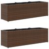 vidaXL Garden Planters with 3 Pots 2 pcs Brown 105x30x32 cm Poly Rattan