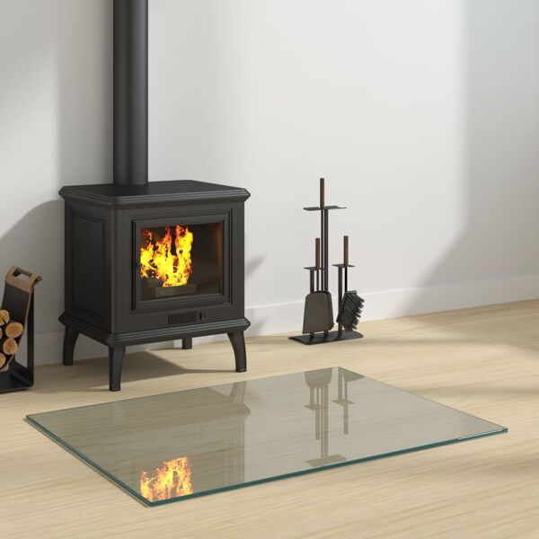 vidaXL Fireplace Glass Plate Rectangular 80x60 cm