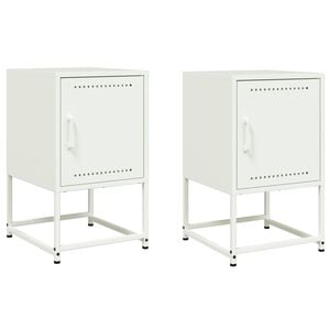 vidaXL Bedside Cabinets 2 pcs White 36x39x60,5 cm Steel