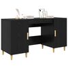 vidaXL Desk with Shelf Black Oak 140 x 50 x 75 cm Engineered Wood