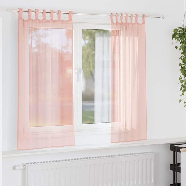 vidaXL Voile Curtains with Loops 2 pcs Pink 140x175 cm