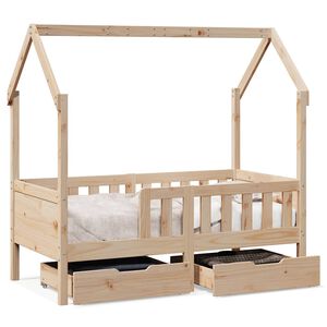 vidaXL Kids Bed Frame with Drawers without Mattress 70x140 cm Solid Wood