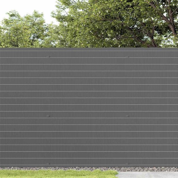 vidaXL Garden Fence Double-Sided Grey 1.8x3 m PVC