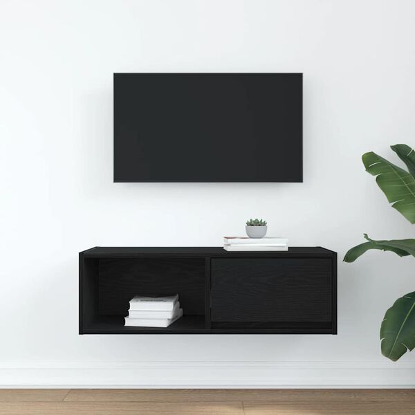 vidaXL TV Cabinet Black Oak 80x31x25.5 cm Engineered Wood