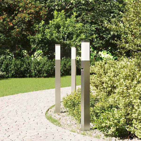 vidaXL Bollard Lights with Sensor 3 pcs 80 cm Stainless Steel IP44