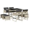 vidaXL 9 Piece Garden Dining Set with Cushions Light Grey Poly Rattan