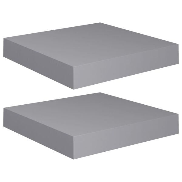 vidaXL Floating Wall Shelves 2 pcs Grey 23x23.5x3.8 cm MDF