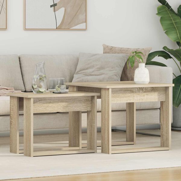 vidaXL Coffee Table Set 2 pcs Sonoma Oak Engineered Wood