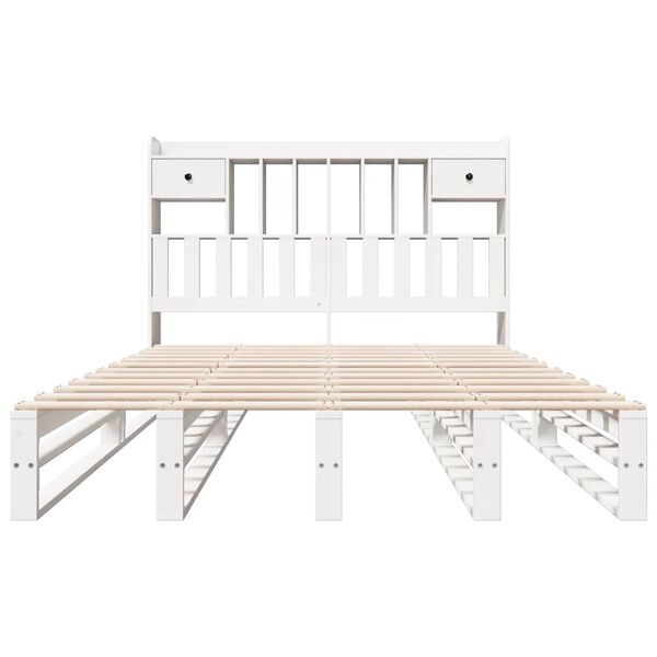 vidaXL Bookcase Bed without Mattress White 140x200 cm Solid Wood Pine