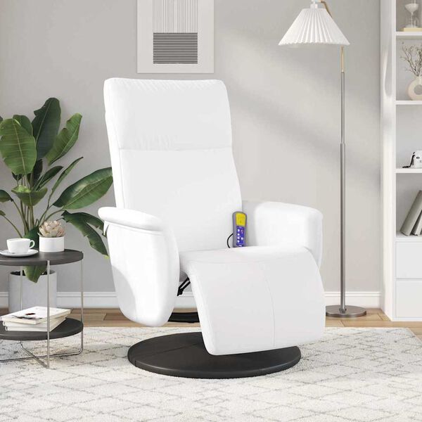 vidaXL Massage Recliner Chair White 71 x 90 x 105 cm Faux Leather