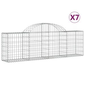 vidaXL Arched Gabion Baskets 7 pcs 200x30x60/80 cm Galvanised Iron